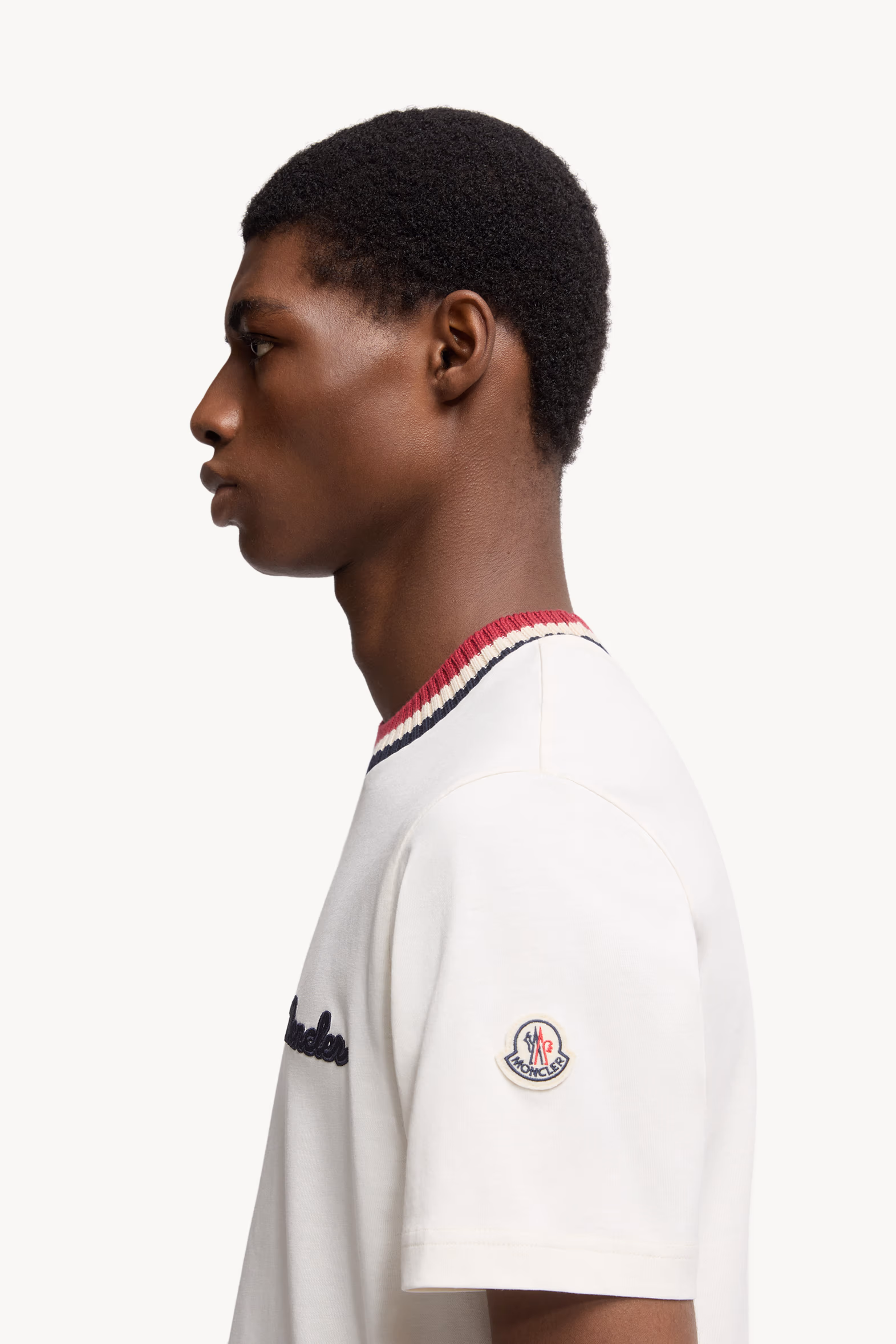 T-shirt en coton à logo brodé Hommes Blanc Moncler 4